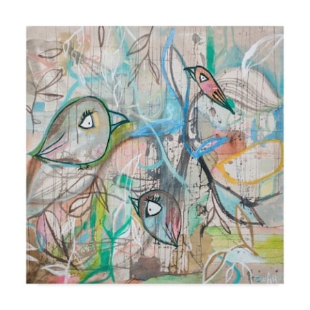 Zwart 'Pastel Birds Float' Canvas Art,18x18